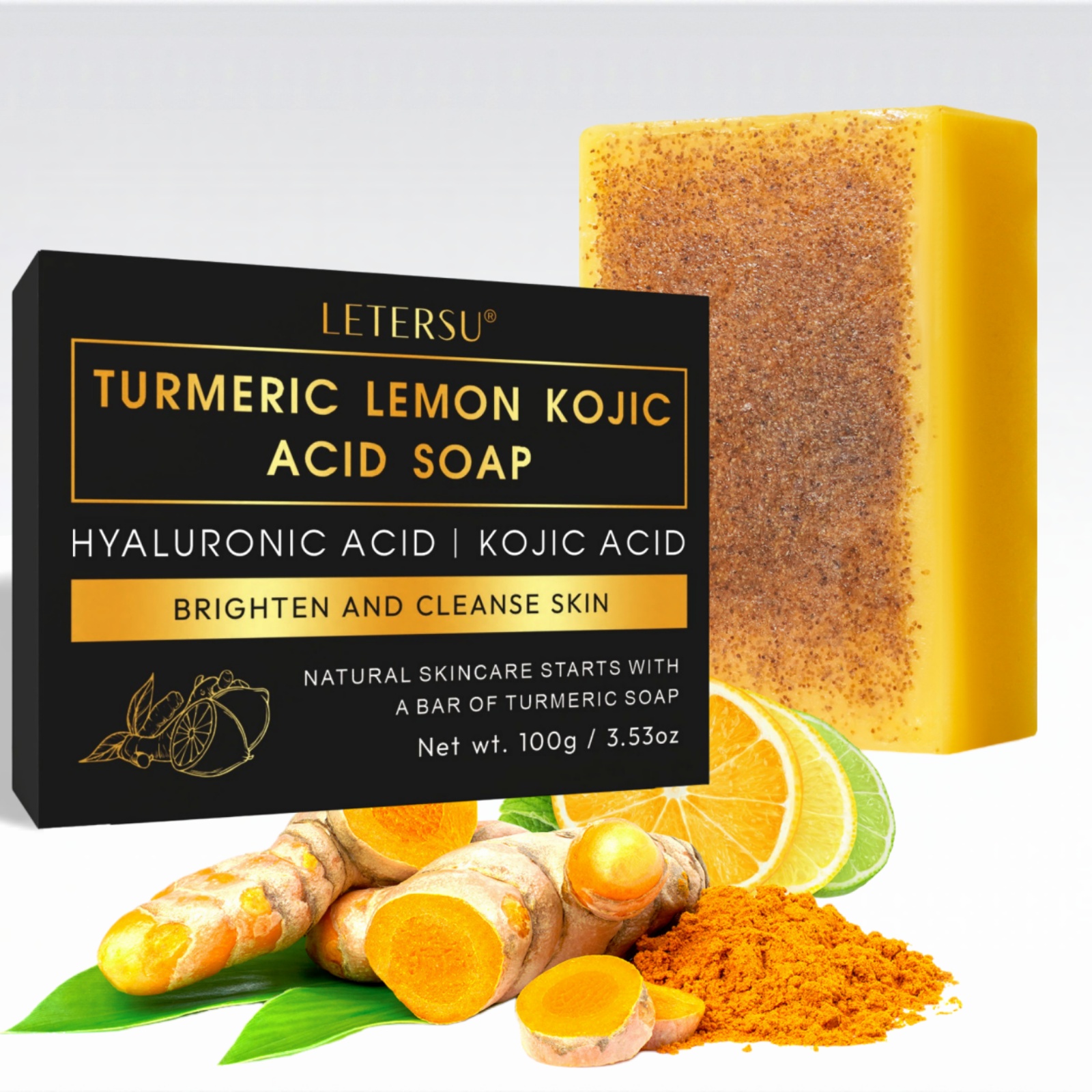Kojic Acid Soap - Turmeric Lemon Kojic Acid Soap, 3-in-1