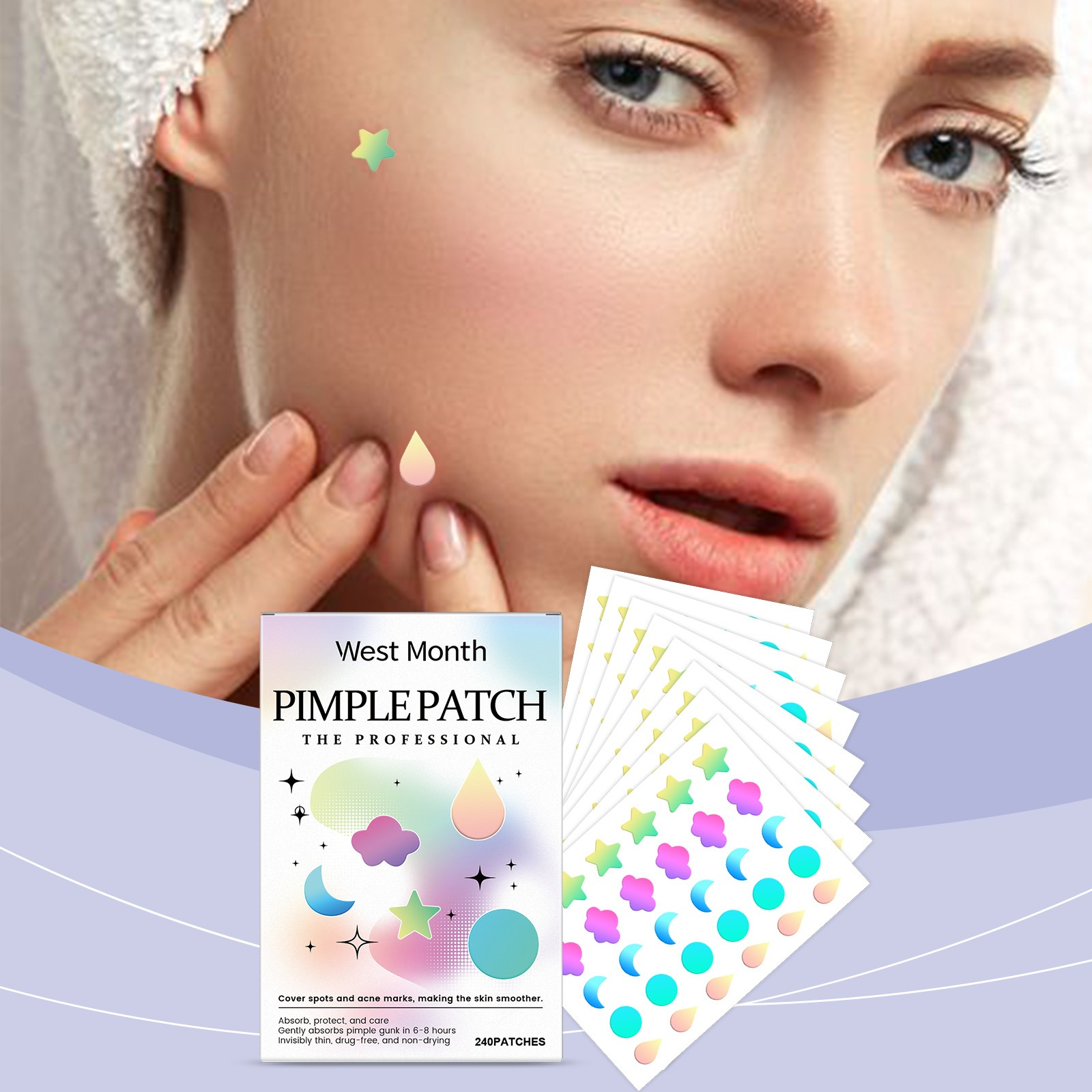 Skincare Moisturizer - Colored Acne Patches, soft gentle covering