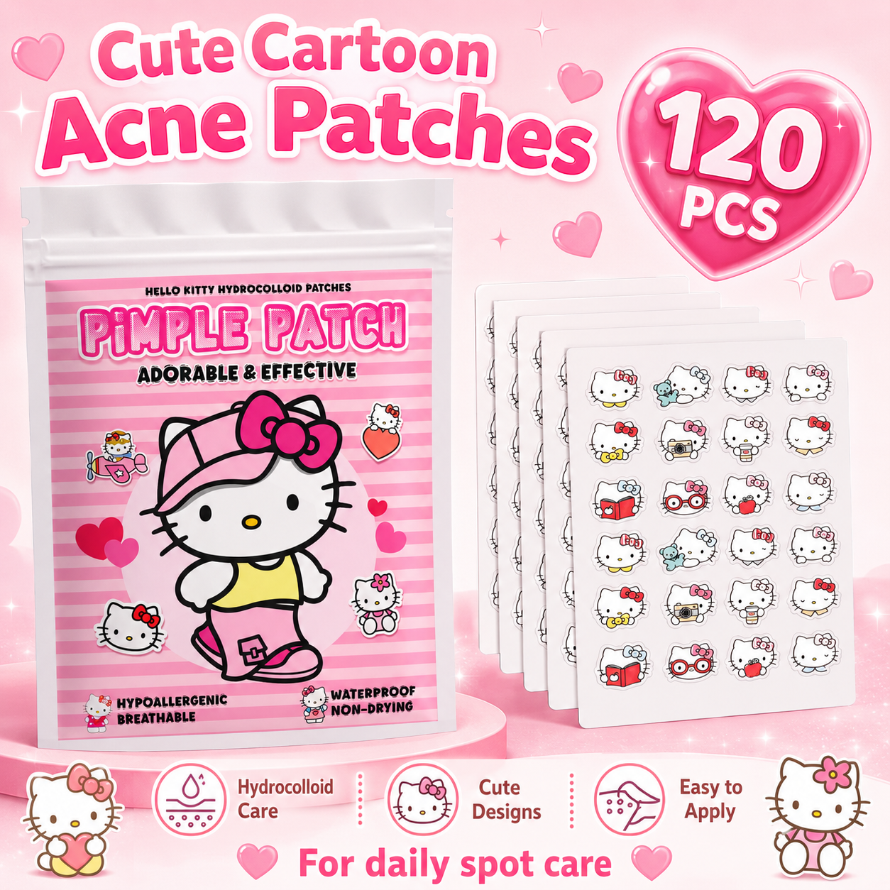 120PCS hello kitty Acne patche – Skincare Moisturizer recenzja i cena