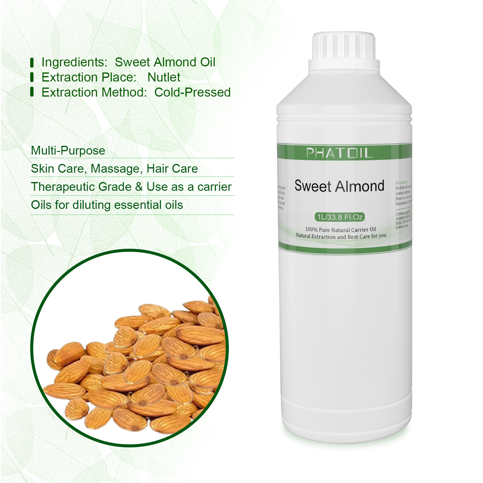 PHATOIL 1000ml Sweet Almond Oi – Face Oil Rosehip recenzja i cena